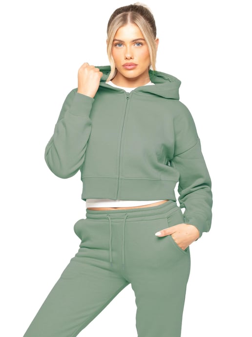 Enzo | Womens Crop Zip Hoodie - Image 3