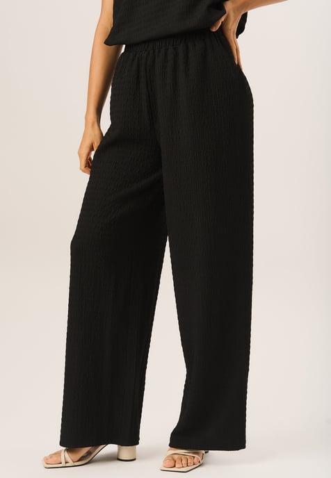 Textured Elastic Waist Pull On Trousers