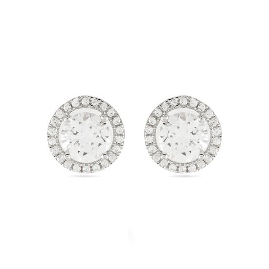 Luxenter oorbellen, 925 sterling zilver, speelse edelstenen en gerhodineerde glanzende zirkonia afwerking - Image 1