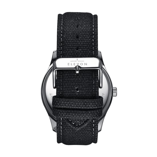 Elevon Crosswind Canvas-Overlaid Leather-Band Watch w/ Date