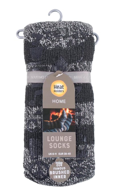 HEAT HOLDERS - Mens Striped Fleece Lined Non Slip Thick Slipper Socks - Image 2