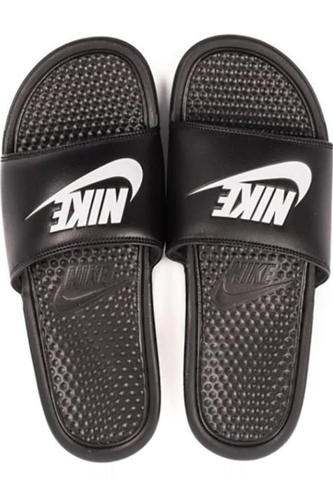 Nike Benassi Slip On Sliders in Black/White - Image 1