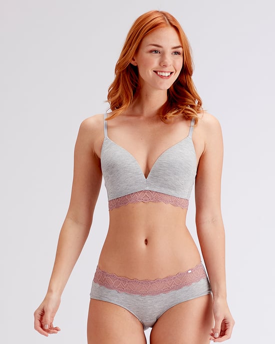 Casual Comfort Non Wired Bra - Grey Marl/Sugar Plum