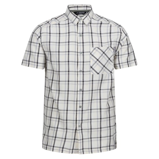 Regatta Mens Mindano VIII Checked Short-Sleeved Shirt (Silver Grey/Ash/White/Marshmallow)