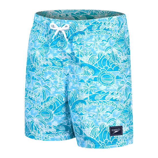 Boy's Speedo Printed 15 inch Swim Shorts in Blue-White