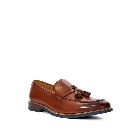 Dune Mens Simley - Leather Contrast Sole Tassel Loafers - Image 1
