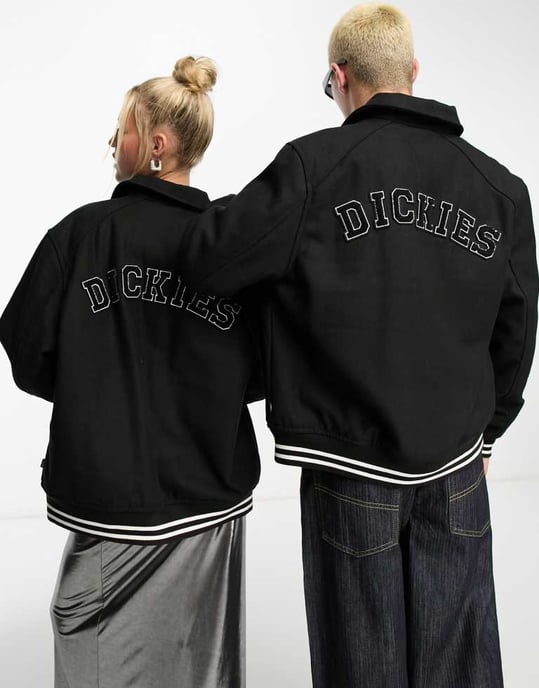 Dickies Unisex west vale varsity jacket in black with back embroidered logo - Image 2