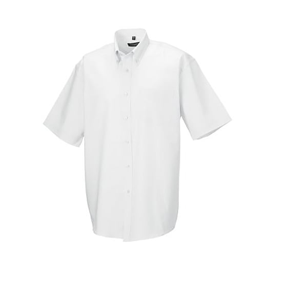 Russell Collectie Heren Korte Mouw Easy Care Oxford Shirt (Wit) - Image 3