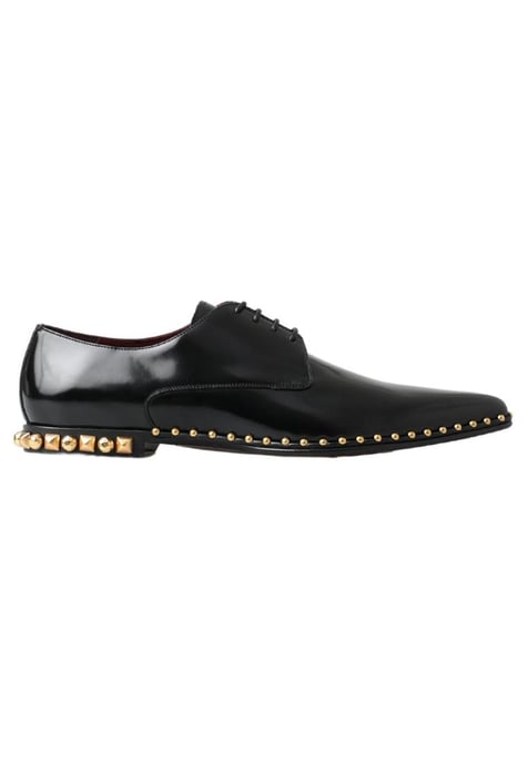 Dolce & Gabbana Men's Black Derby Gold Studded Leather Shoes