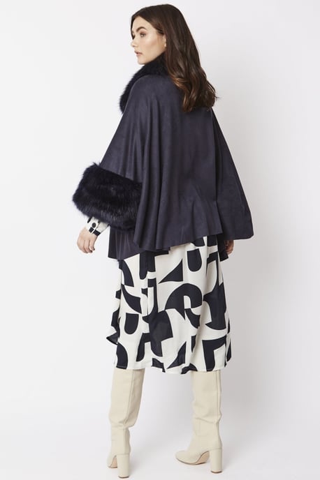 Faux Fur Faux Suede Cape