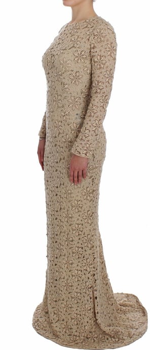 Dolce & Gabbana Dam Beige Blommig Spets Klänning Maxi - Image 2
