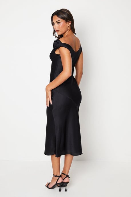 Rose Shoulder Bias Cut Midi Dress - Image 3