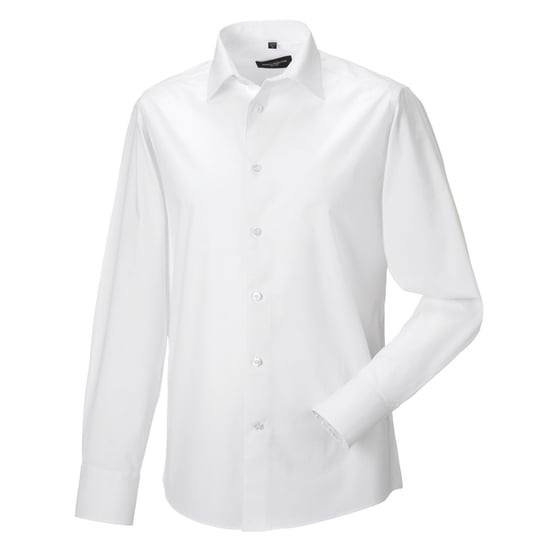 Russell Collection Mens Fitted Long-Sleeved Shirt (White) - Image 1