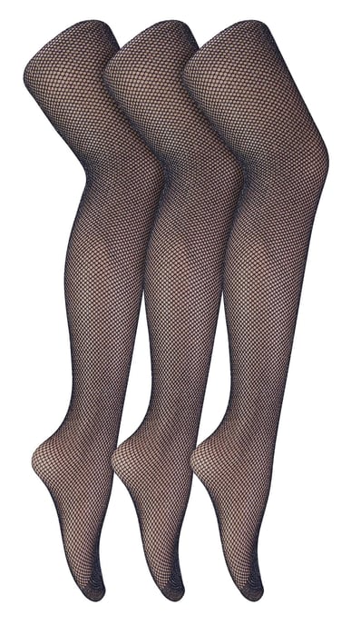 3 Pair Multipack Fishnet Tights for Women | Sock Snob | Stylish Footed Pretty Stocking Ideal for Dance Party - Black / Silver - Image 1