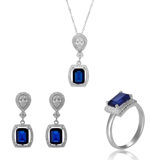 Orphelia 'Enora' Women's 925 Sterling Silver Set: Necklace + Earrings + Ring - Silver SET-7426/SA