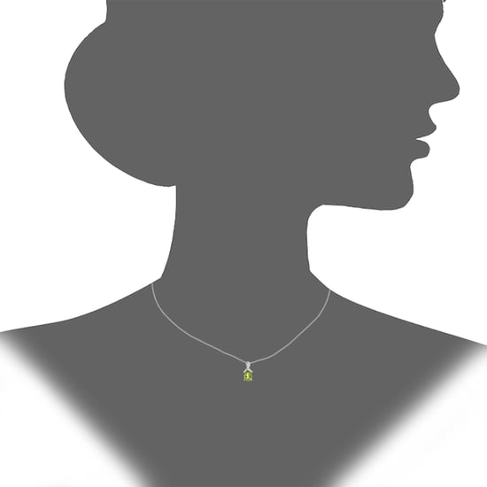 9ct White Gold 0.84ct Peridot and 0.02ct Diamond Pendant - Image 3