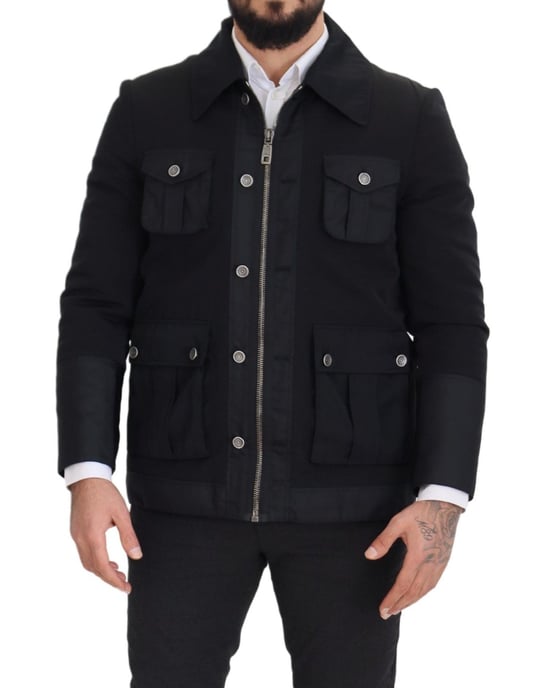 Dolce & Gabbana Svart Ullkrage Hel Dragkedja Herrjacka - Image 6