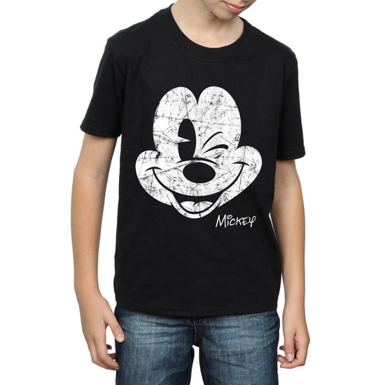 Disney Boys Mickey Mouse Distressed Face T-Shirt (Black)