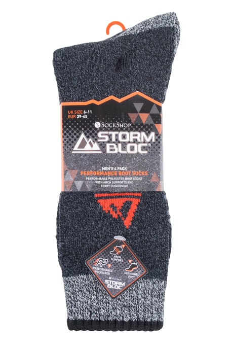 STORM BLOC - 4 Pairs Mens Cushion Sole Hiking Work Boot Socks - Image 2