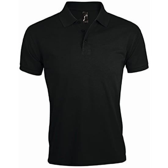SOLs Mens Prime Pique Plain Short Sleeve Polo Shirt (Black) - Image 1