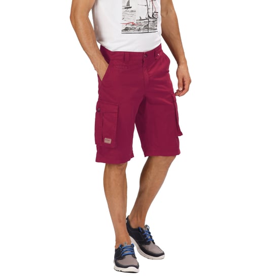 Regatta Mens Shorebay Vintage Cargo Shorts (Dark Burgundy) - Image 3