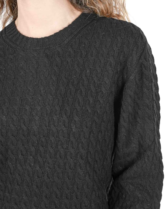 Crown Of Edinburgh Cashmere Womens Round Neck Sweater Coe 0013 Black