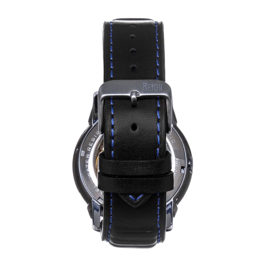 Reign Monterey Skeletonized Leather-Band Watch