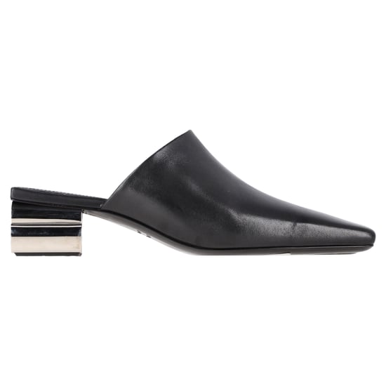 Balenciaga Typo Chrome Heel Mules in Black Leather - Image 1