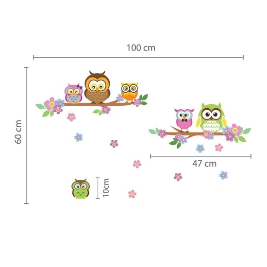 Owl flower Tree Self Adhesive DIY Wall Sticker, Kids bedroom