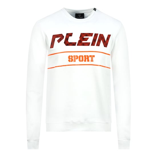 Philipp Plein Sport Orange Bold Logo White Jumper - Image 1