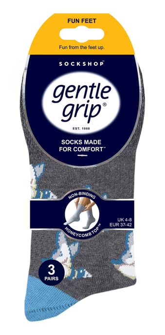 Gentle Grip - 6 Pairs Ladies Non Elastic Socks - Love Birds - Image 2