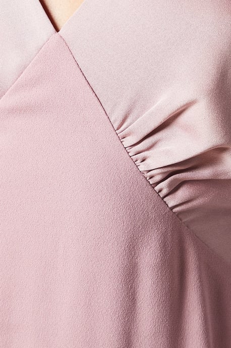V Neck Angel Sleeve Satin Bridesmaids Dress - Image 5