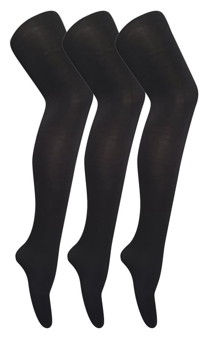 3 Par Multipack Dam Färgade Ogenomskinliga 80 Denier Strumpbyxor | Sock Snob | Plain Block Colour Strumpbyxor - Svart - Image 1