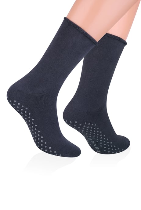 Mens Cotton Slipper Socks | Steven | Casual Plain Socks with Grippers - Charcoal - Image 2