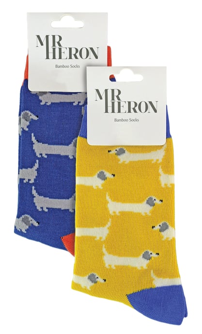 Mr Heron - 2 Pairs Boys Bamboo Animal Patterned Socks - Sausage Dogs - Image 2