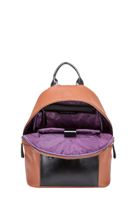 LEATHER TWO-TONE ZIP AROUND BACKPACK