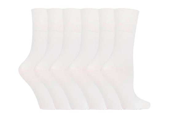 Gentle Grip - 6 Pairs Ladies Gentle Grip Non Elastic Socks - GG67 White - Image 1