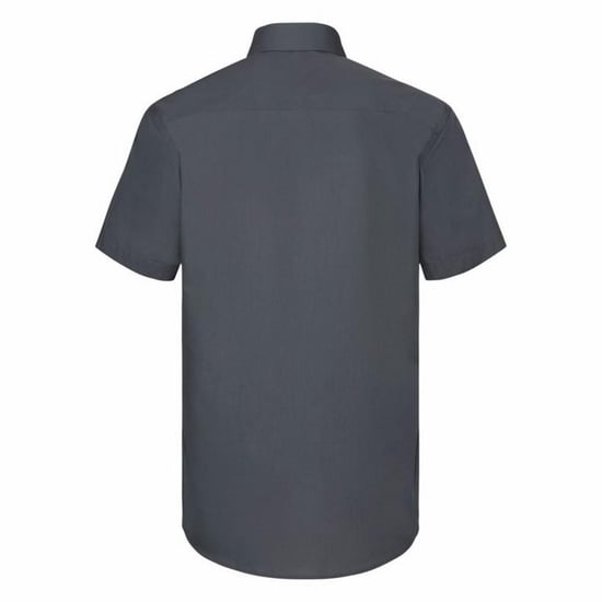 Russell Collectie Heren Korte Mouwen Poly-Katoen Easy Care op maat gemaakt Poplin Shirt (Konvooi Grijs) - Image 2