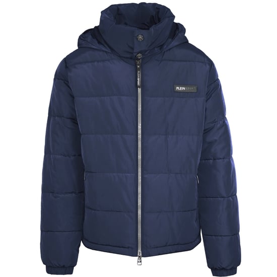 Plein Sport Bold Back Logo Padded Navy Blue Jacket - Image 1