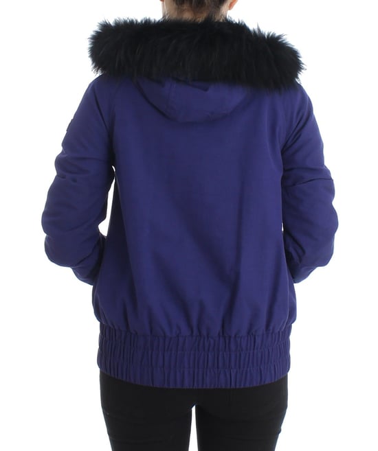 GF Ferre Women's Blue Padded Jacket Hooded Short K-Way