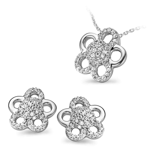 Orphelia Dames 925 Sterling Zilveren Set: Ketting-Hanger + Oorbellen - Zilver SET-5096 - Image 1
