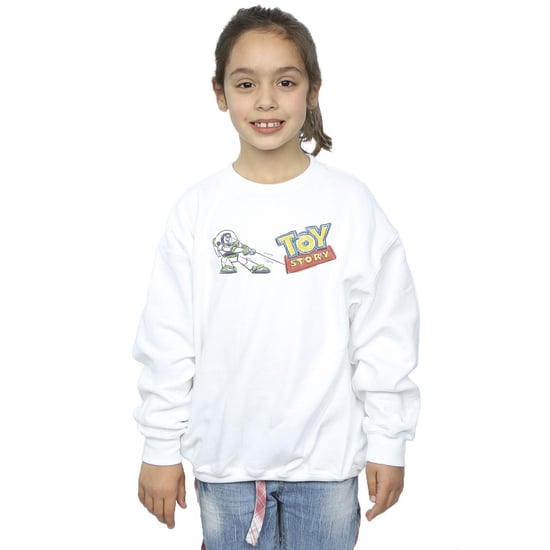 Disney Girls Toy Story Buzz Pulling Logo Sweatshirt (White)