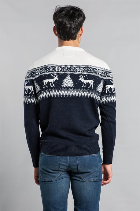 Cream Festive Crew Neck Jacquard Knit Jumper
