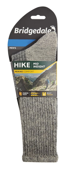 Bridgedale - Mens Hiking Midweight Merino Wool Socks - Stone Grey - Image 2