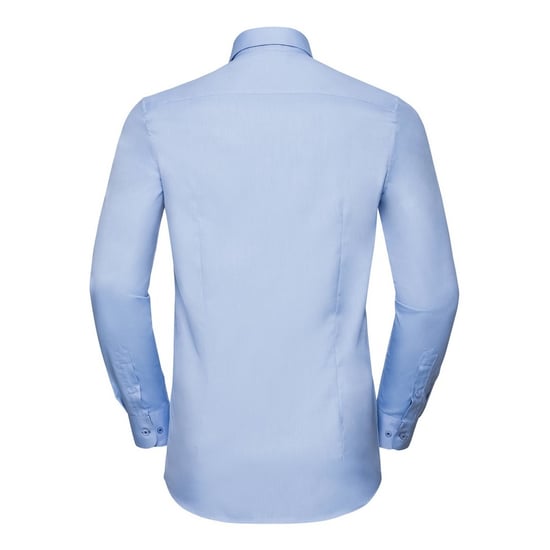 Russell Collection Heren Lange Mouw Contrast Visgraatshirt (Lichtblauw/Middenblauw) - Image 2