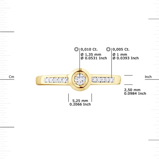 Diamond Solitaire supported 0,060 Cts Illusion 0.50 Cts Yellow Gold