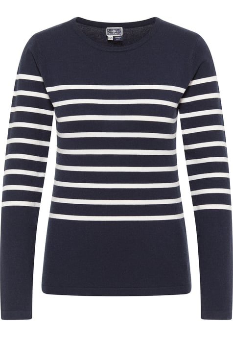 Dreimaster Knitted pullover women marine wool white - Image 1