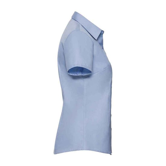 Russell Collection Womens/Ladies Herringbone Tailored Short-Sleeved Shirt (Light Blue) - Image 3