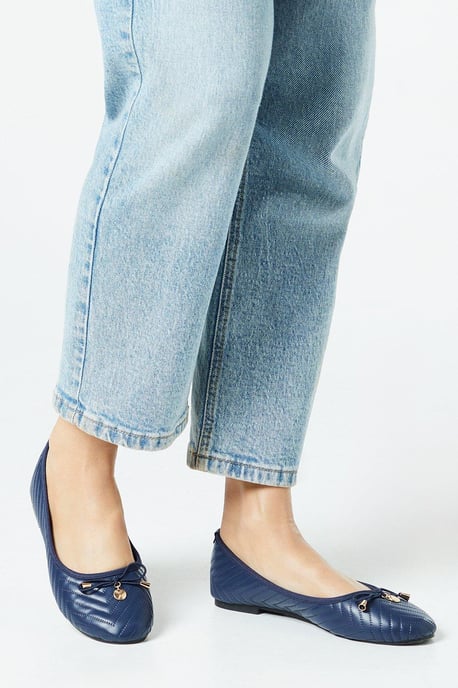 Phoenix Quilted Detail Comfort Bow Ballet Pumps