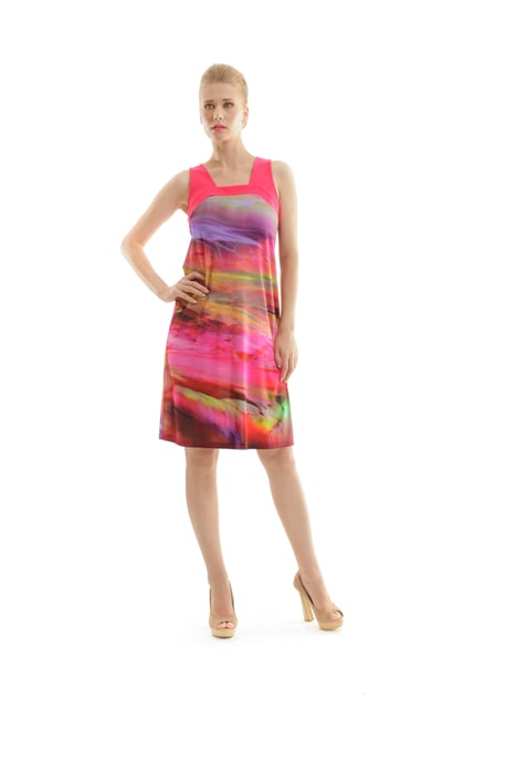 Print Dress with Square Neckline - Image 1